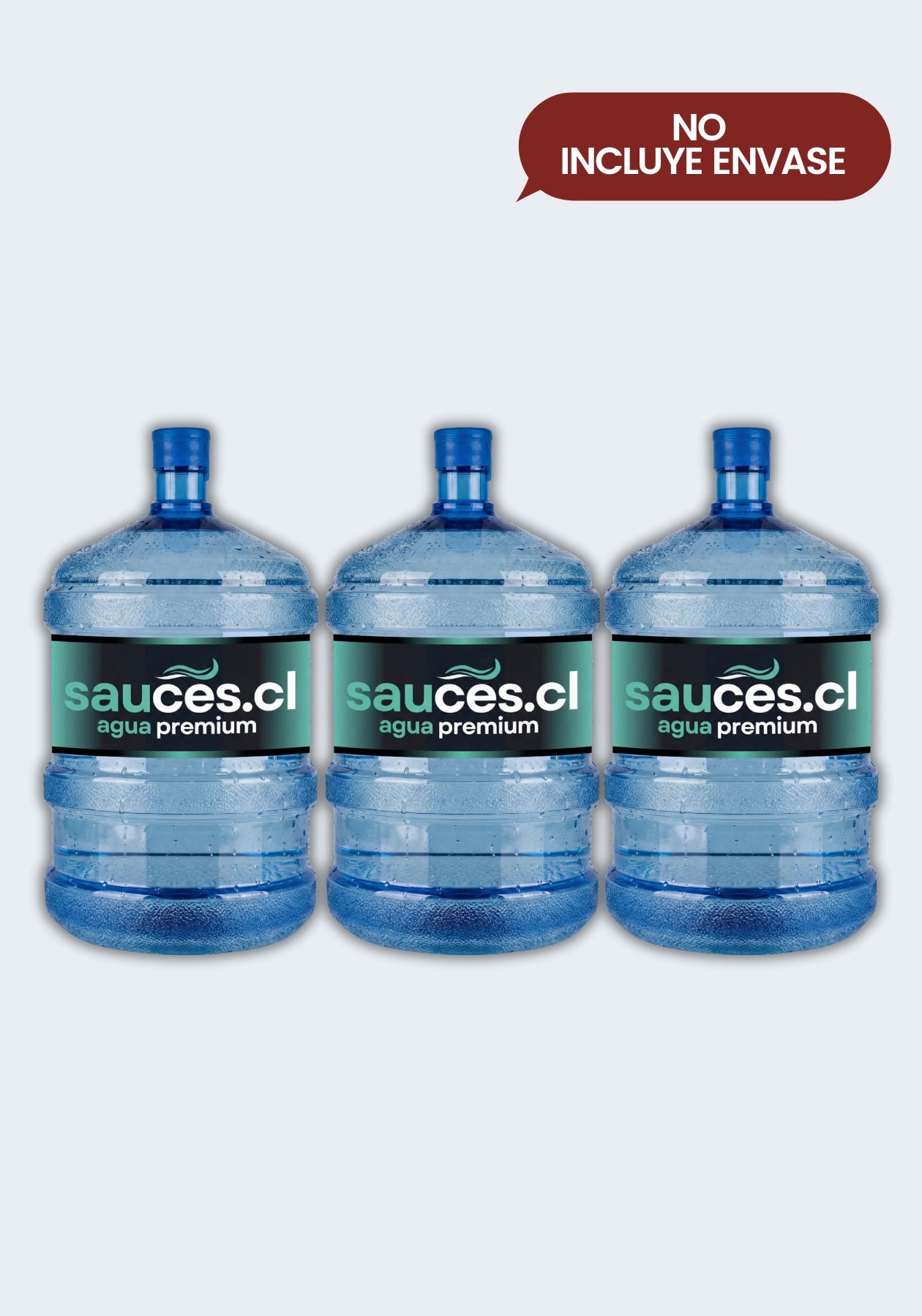 Pack de 3 Recargas de Agua Purificada Sauces 20L - Retorno de envases vacíos