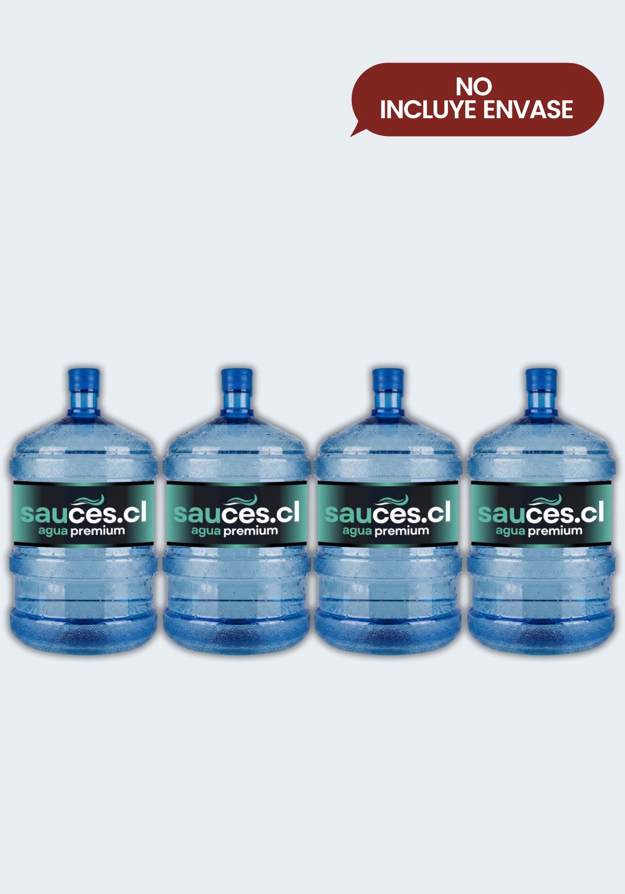 Pack de 4 Recargas de Agua Purificada Premium Sauces 20L - Formato ahorro (No incluye envase)