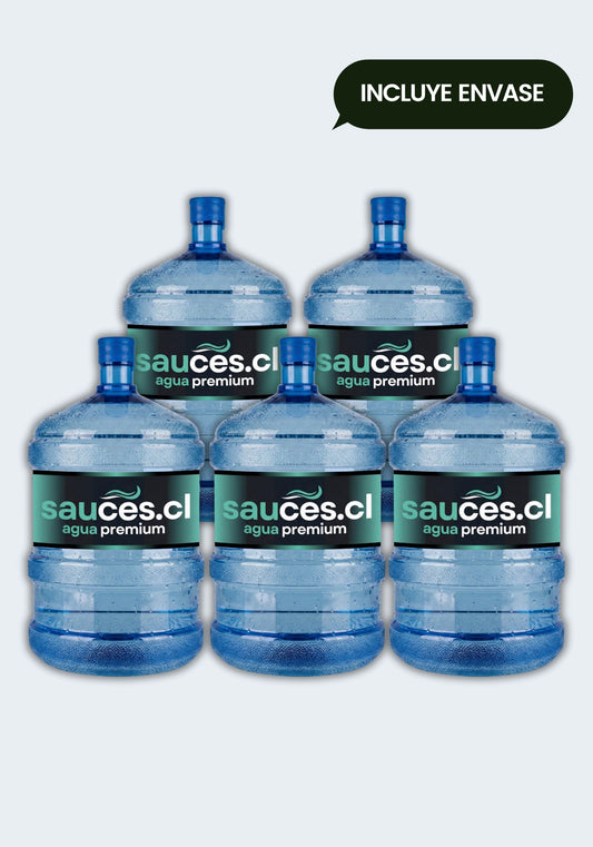 Pack 5 Bidones de Agua Purificada Sauces 20L - Incluye envases (Ideal empresas)
