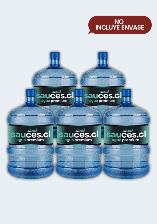 Pack de 5 Recargas de Agua Purificada Sauces 20L - Despacho a domicilio (Solo líquido)