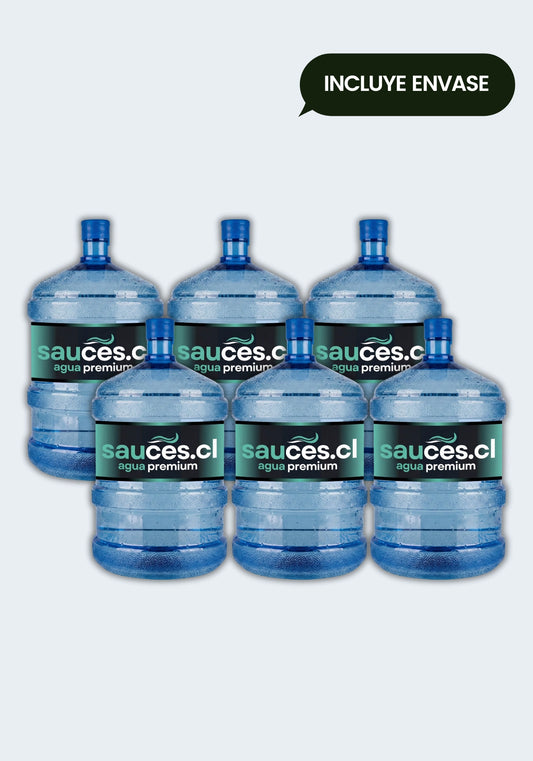 Pack 6 Bidones de Agua Purificada Sauces 20L - Venta de envases nuevos con carga inicial