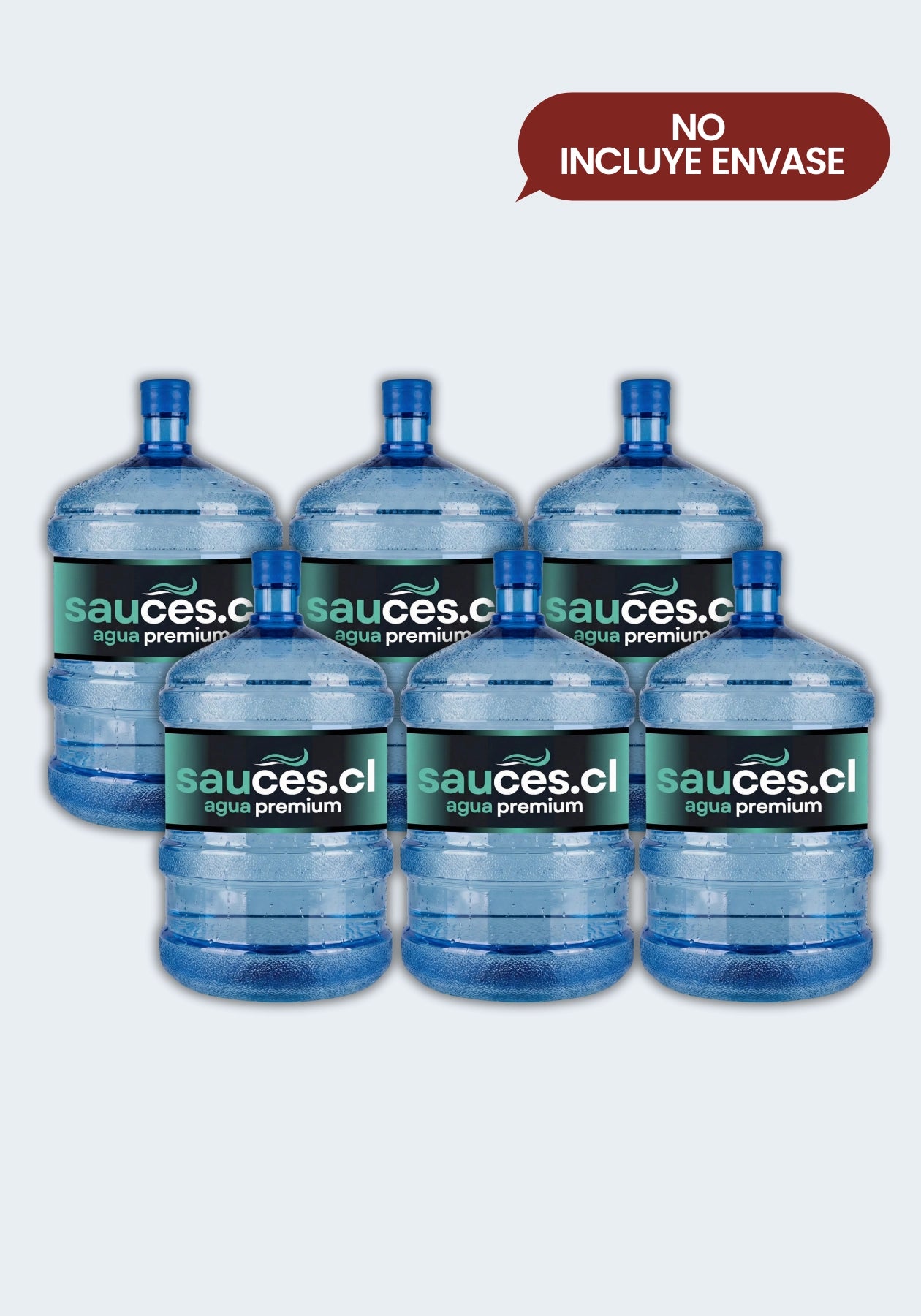 Pack de 6 Recargas de Agua Purificada Sauces 20L - Precio mayorista para recambio de envases