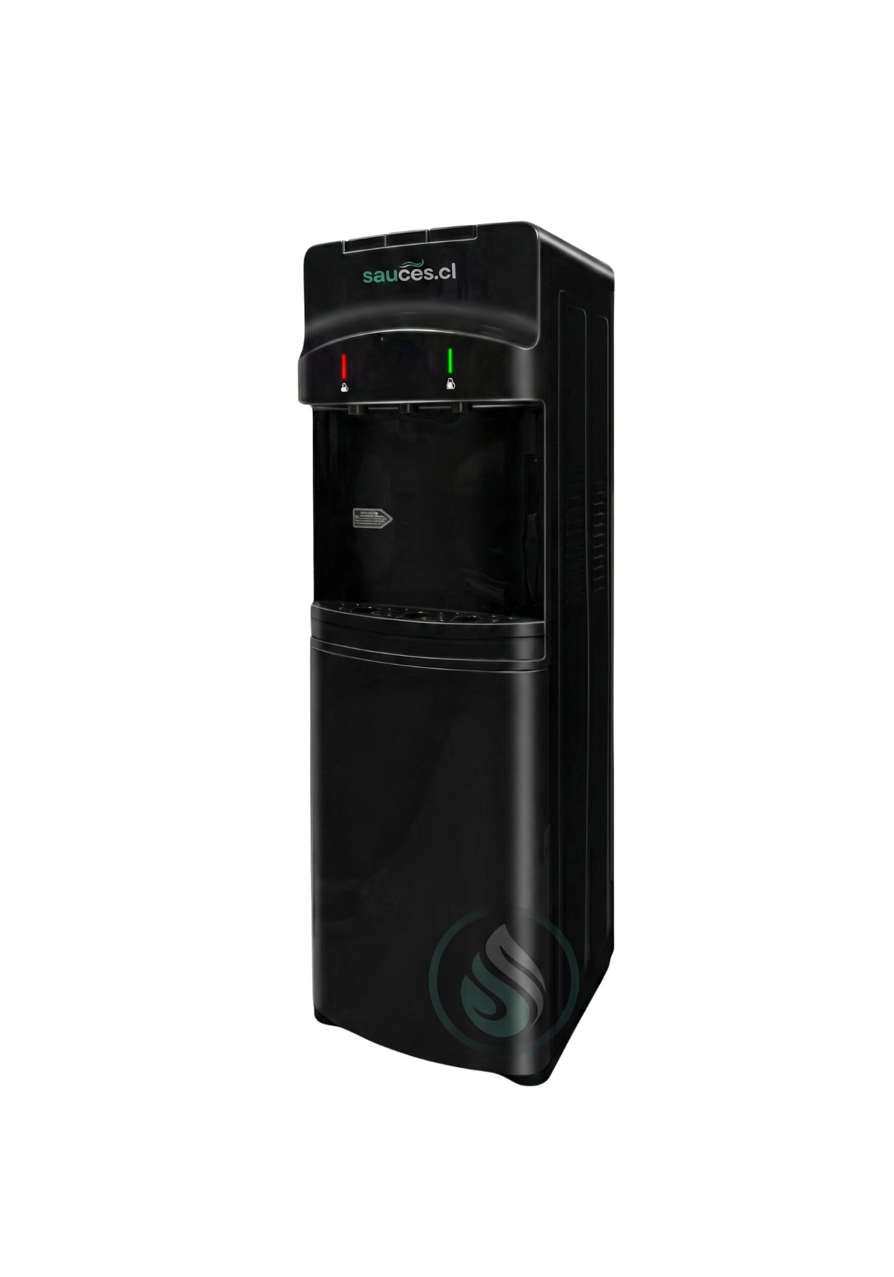 Dispensador CB-129F negro de pedestal con panel de 3 llaves, vista frontal