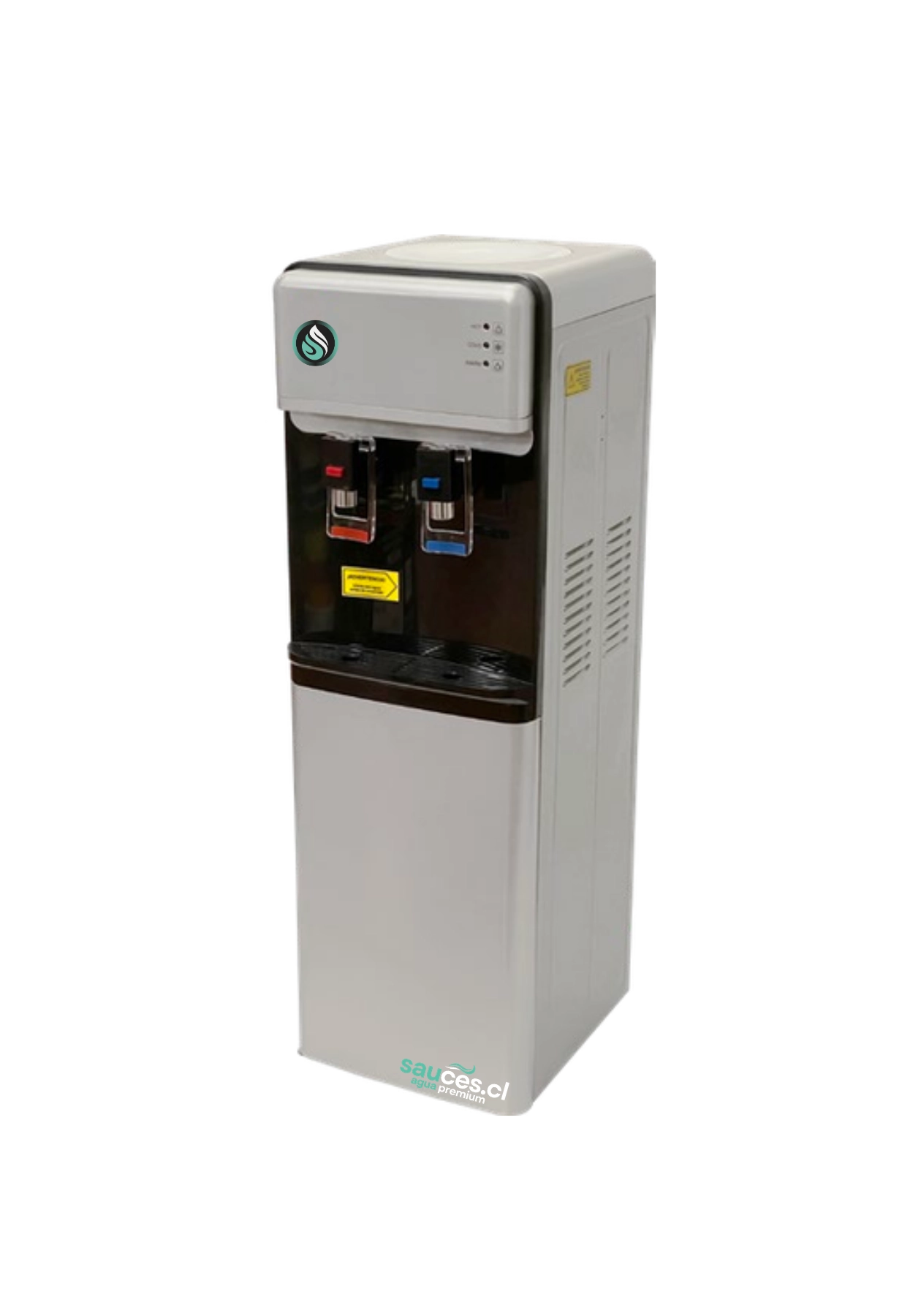 Dispensador de agua con compresor LB-07B frío y calor de pedestal blanco, vista frontal