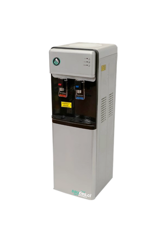Dispensador de agua con compresor LB-07B frío y calor de pedestal blanco, vista frontal