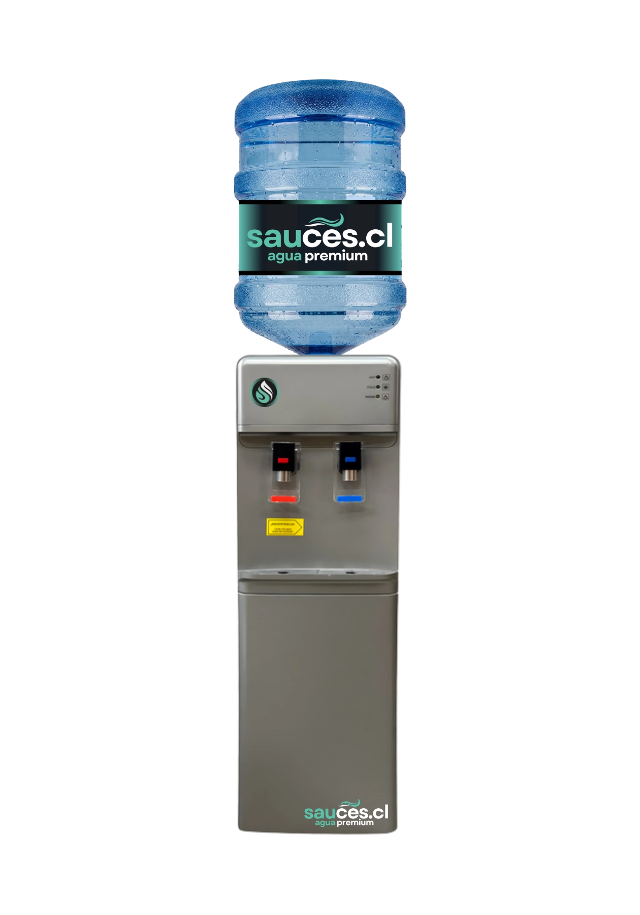 Dispensador LB07-D gris acero con botellón Sauces.cl instalado