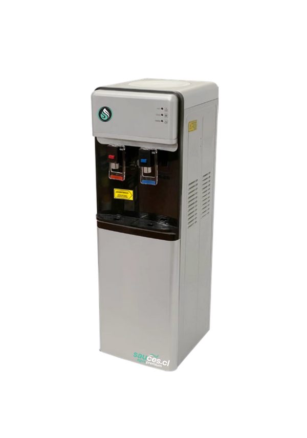 Dispensador de agua con ventilador LB-07D frío y calor de pedestal blanco, vista frontal