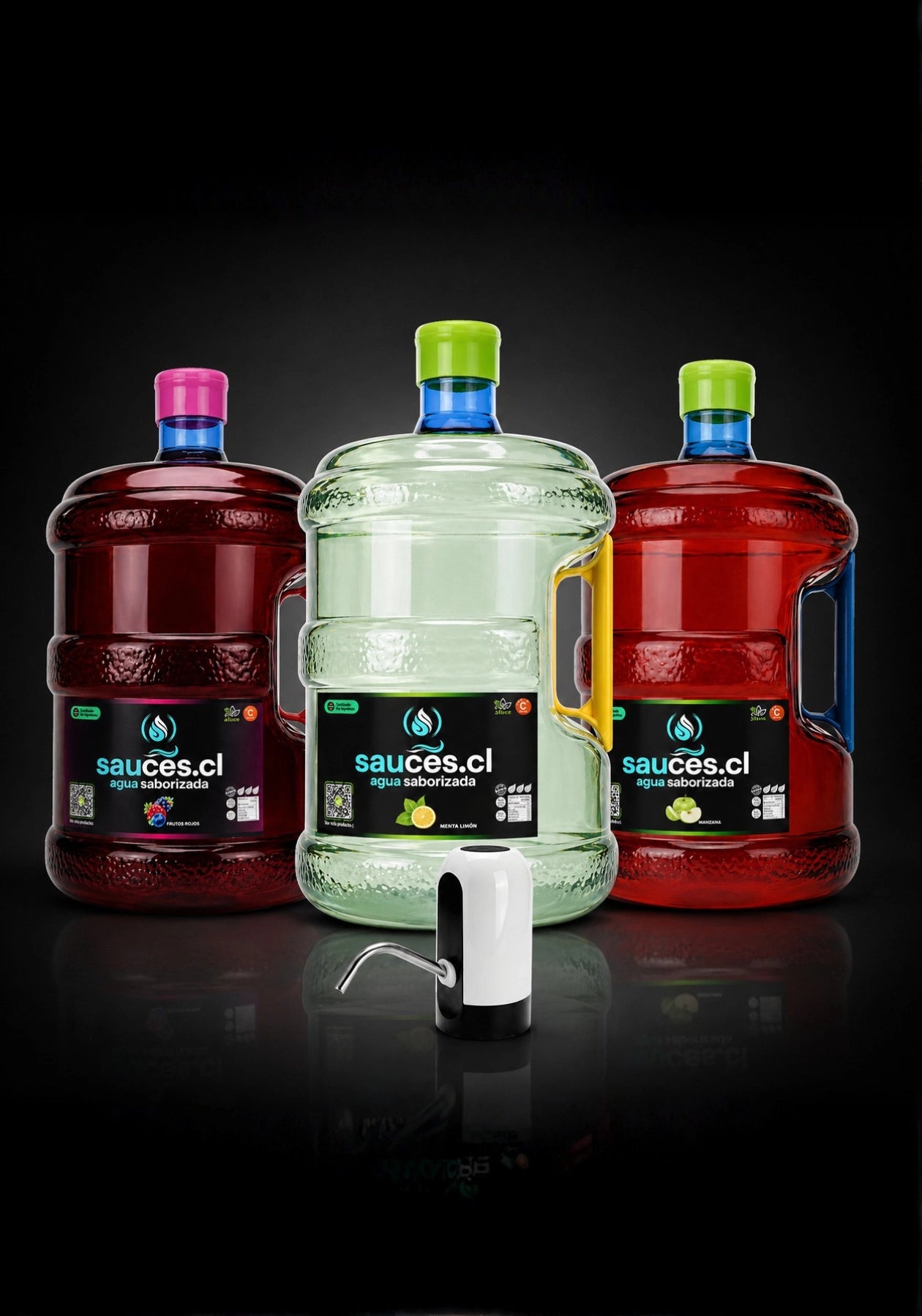 Pack entrada Sauces con 1 bidón de agua saborizada 10L a elección y dispensador USB
