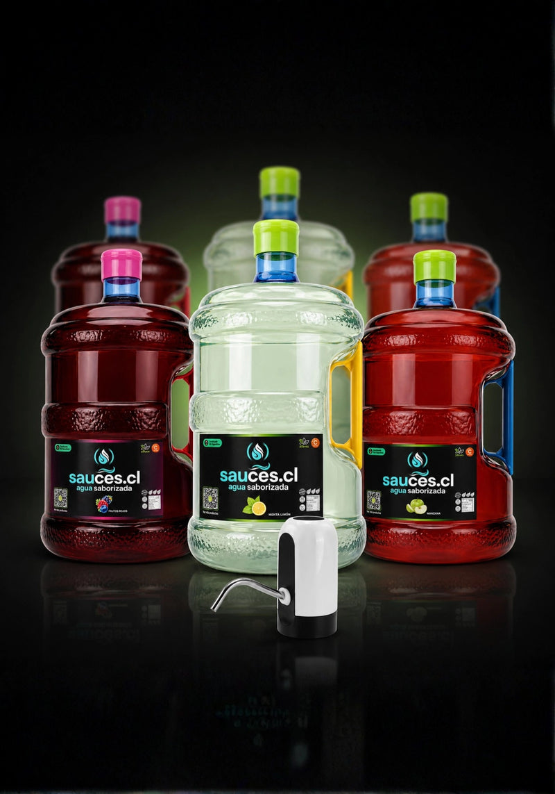 Pack familiar Sauces con 2 bidones de agua saborizada 10L a elección y dispensador USB