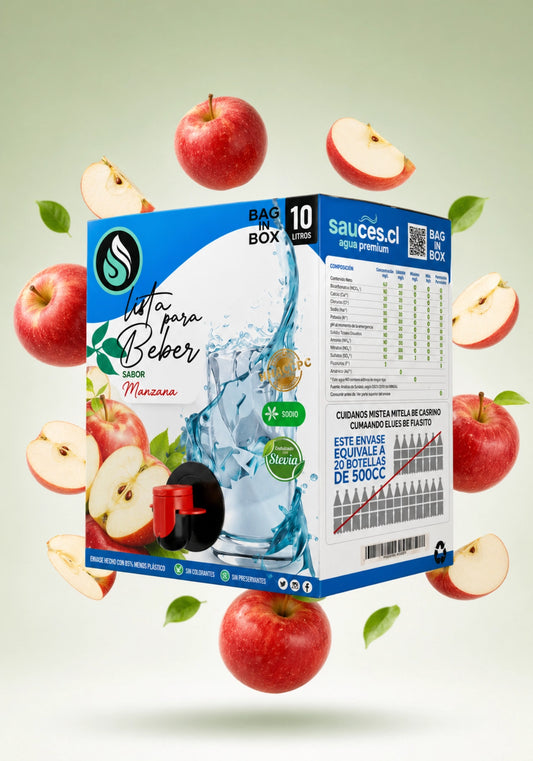 Agua saborizada Manzana Sauces Hydra-Boost en formato Bag in Box 10 litros