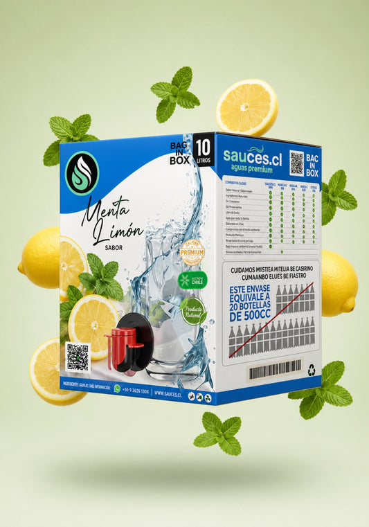 Agua saborizada Menta Limón Sauces Hydra-Boost en formato Bag in Box 10 litros