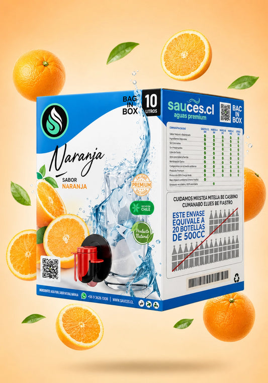 Agua saborizada Naranja Sauces Hydra-Boost en formato Bag in Box 10 litros