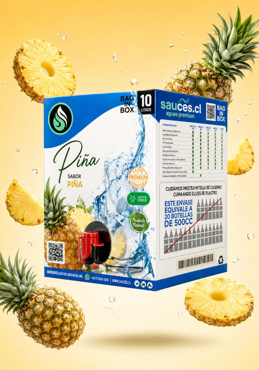 Agua saborizada Piña Sauces Hydra-Boost en formato Bag in Box 10 litros