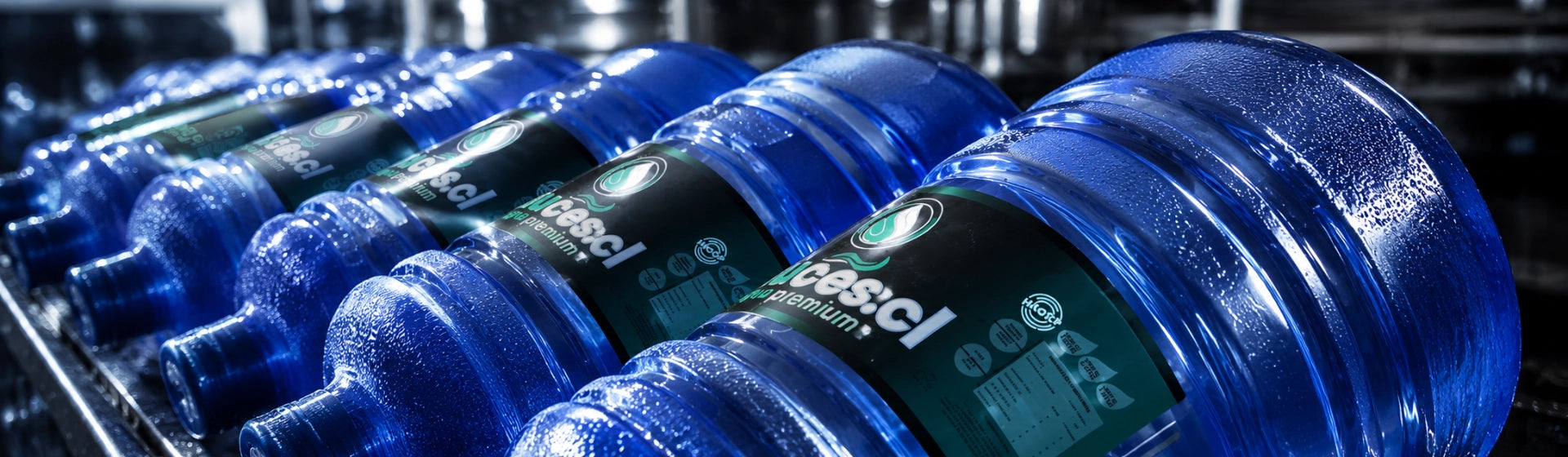 Bidones de agua purificada Sauces en proceso de producción premium
