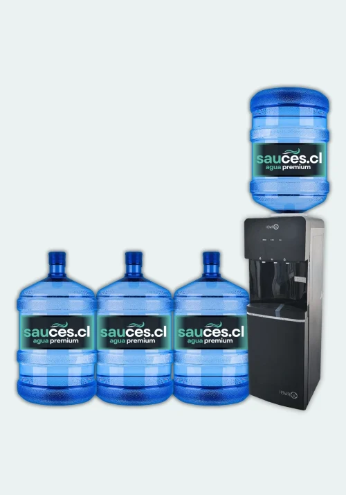 Dispensador Pedestal Compresor Premium + 4 Bidones de Agua