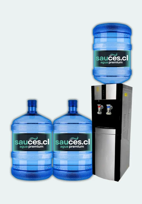 Dispensador Pedestal Ventilador + 3 Bidones de Agua