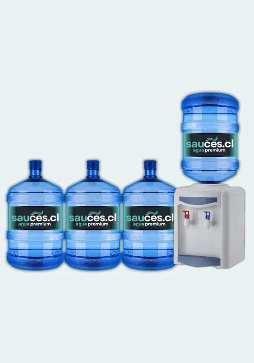 Dispensador Sobremesa Ventilador + 4 Bidones de Agua